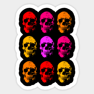 colorful linear skull art Sticker